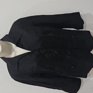 Talbots Black Linen Button Shirt Womens  3/4 Sleeves Light Weight